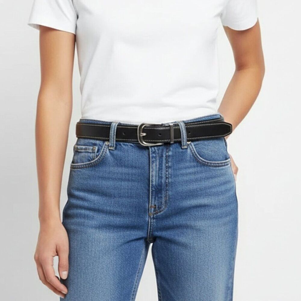 Wrangler Black & Silver Leather Belt 28